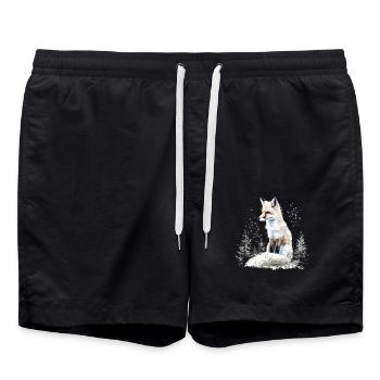 Lustiges Fuchs Fox Kunst Tier Natur Wildtier Tiere - Badeshorts - Schwarz - Vorne - AI Model Male 185 light (185cm)