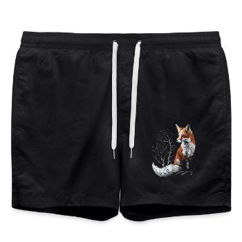 Funny Fox Fox Art Animal Nature Wildlife Animals - Swim Trunks - black - Front - AI Model Male 185 light (185cm)