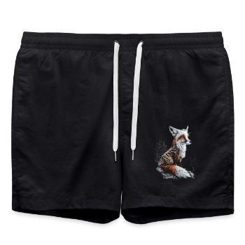 Lustiges Fuchs Fox Kunst Tier Natur Wildtier Tiere - Badeshorts - Schwarz - Vorne - AI Model Male 185 light (185cm)