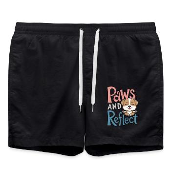 Paws And Reflect Hund Yoga Meditation Entspannter - Badeshorts - Schwarz - Vorne - AI Model Male 185 light (185cm)