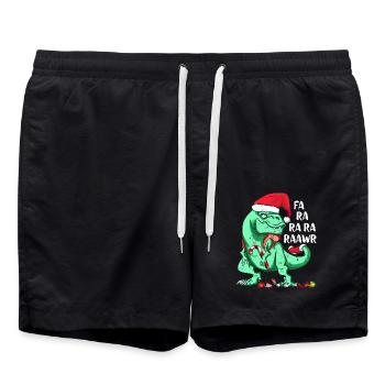 Drôle de T-Rex en chapeau de Père Noël FA RA RAWR Cadeau de Noël - Short de bain - noir - Devant - AI Model Male 185 light (185cm)