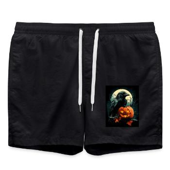 Cadeau d’Halloween Femmes Citrouille Hommes Enfants - Short de bain - noir - Devant - AI Model Male 185 light (185cm)