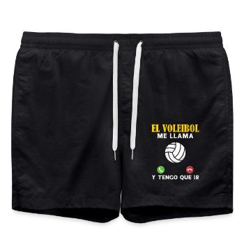 Der Volleyball ruft mich und ich muss gehen - Badeshorts - Schwarz - Vorne - AI Model Male 185 light (185cm)