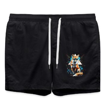 Lustiges Fuchs Fox Kunst Tier Natur Wildtier Tiere - Badeshorts - Schwarz - Vorne - AI Model Male 185 light (185cm)
