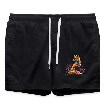 Funny Fox Fox Art Animal Nature Wildlife Animals - Swim Trunks - black - Front - AI Model Male 185 light (185cm)