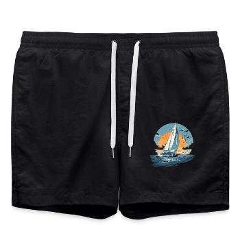 voile Bateau marin bateau navigation mer - Short de bain - noir - Devant - AI Model Male 185 light (185cm)