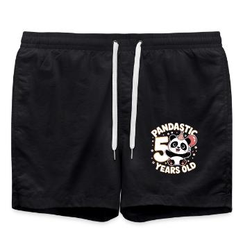 5th Birthday Panda Bear Panda Table 5 Years Old - Swim Trunks - black - Front - AI Model Male 185 light (185cm)