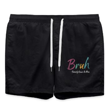 Bruh Formerly Known As Mom Funny Mom Mothers Day - Swim Trunks - black - Front - AI Model Male 185 light (185cm)