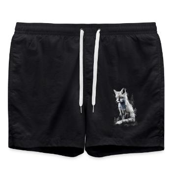 Lustiges Fuchs Fox Kunst Tier Natur Wildtier Tiere - Badeshorts - Schwarz - Vorne - AI Model Male 185 light (185cm)