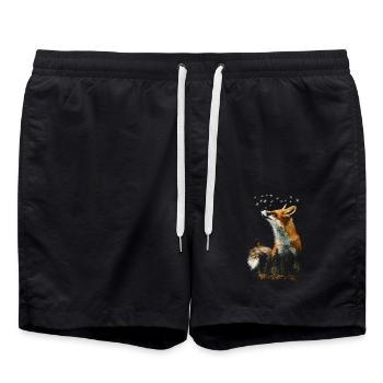 Drôle Renard Renard Art Animal Nature Animaux Animaux Sauvages - Short de bain - noir - Devant - AI Model Male 185 light (185cm)