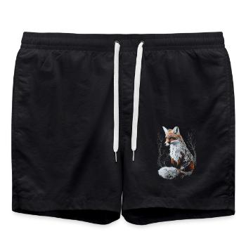 Lustiges Fuchs Fox Kunst Tier Natur Wildtier Tiere - Badeshorts - Schwarz - Vorne - AI Model Male 185 light (185cm)