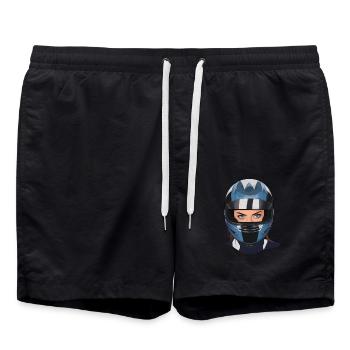 Motorradfahrerin Motorrad Frau - Badeshorts - Schwarz - Vorne - AI Model Male 185 light (185cm)