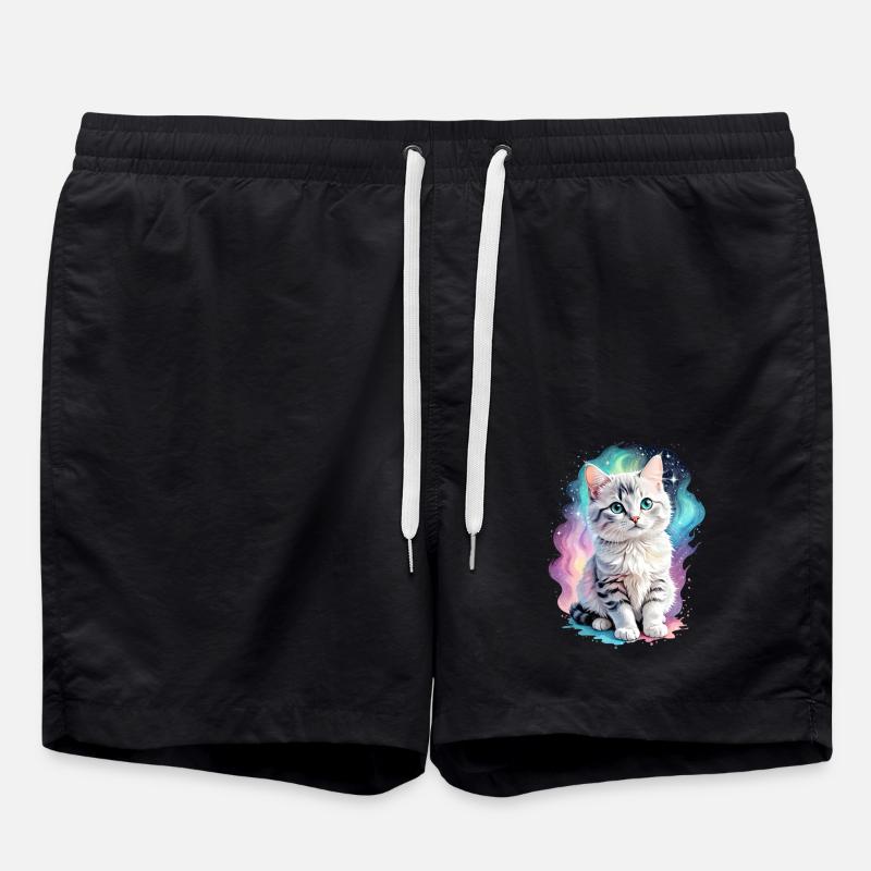 Cosmic Feline Elegance - Swim Trunks - black