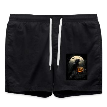 Halloween Geschenk Frauen Krähe Männer Kinder Deko - Badeshorts - Schwarz - Vorne - AI Model Male 185 light (185cm)