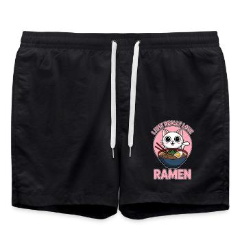 Ramen Katze Anime Lustiges Kawaii Ramen Geschenk - Badeshorts - Schwarz - Vorne - AI Model Male 185 light (185cm)