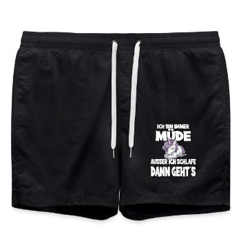 Ich Bin Immer Müde Ausser Ich Schlafe Dann Geht's - Badeshorts - Schwarz - Vorne - AI Model Male 185 light (185cm)
