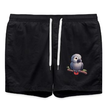 Gray Parrot Graupapageis Graupapagei - Swim Trunks - black - Front - AI Model Male 185 light (185cm)