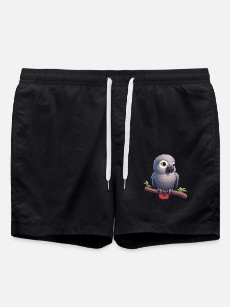 Gray Parrot Graupapageis Graupapagei - Swim Trunks - black