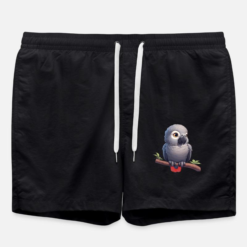 Gray Parrot Graupapageis Graupapagei - Swim Trunks - black