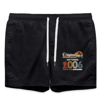 Original September 2006 Jahrgang Retro Geburtstag - Badeshorts - Schwarz - Vorne - AI Model Male 185 light (185cm)