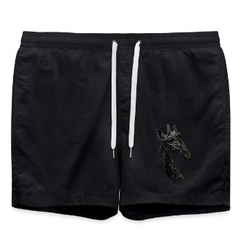 Girafe motif animal amoureux des animaux safari - Short de bain - noir - Devant - AI Model Male 185 light (185cm)