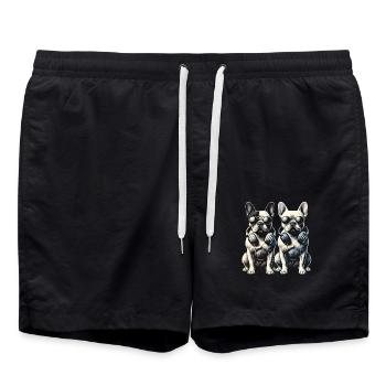 Funny French Bulldog Art Animal Dogs - Swim Trunks - black - Front - AI Model Male 185 light (185cm)