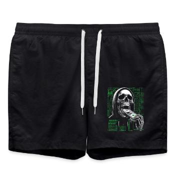 Hacker Skull Eating Dollar - Anarchie et corruption - Short de bain - noir - Devant - AI Model Male 185 light (185cm)