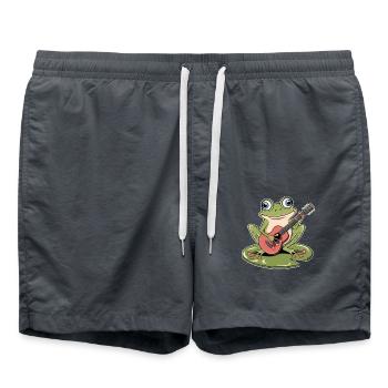 Frog with guitar playing on water lily - Swim Trunks - anthracite - Front - AI Model Male 185 light (185cm)