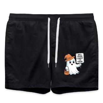 Échangez des bonbons contre du fil Halloween Ghost Design - Short de bain - noir - Devant - AI Model Male 185 light (185cm)