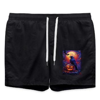 Cadeau d’Halloween Femmes Citrouille Hommes Enfants - Short de bain - noir - Devant - AI Model Male 185 light (185cm)