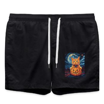 Halloween Gift Women Cat Men Kids Decoration - Swim Trunks - black - Front - AI Model Male 185 light (185cm)