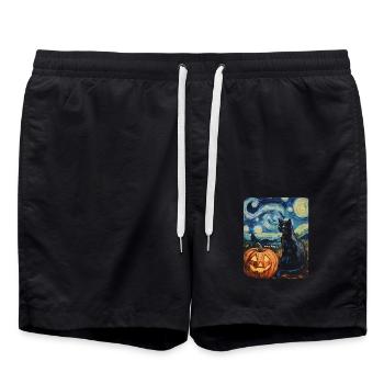 Halloween Gift Women Cat Men Kids Decoration - Swim Trunks - black - Front - AI Model Male 185 light (185cm)