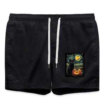 Halloween Gift Women Cat Men Kids Decoration - Swim Trunks - black - Front - AI Model Male 185 light (185cm)