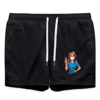 Lustige Krankenschwester mit Humor - Badeshorts - Schwarz - Vorne - AI Model Male 185 light (185cm)