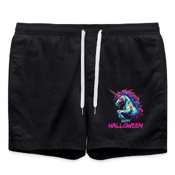 Halloween Unicorn Zombie Creepy Midnight - Swim Trunks - black - Front - AI Model Male 185 light (185cm)