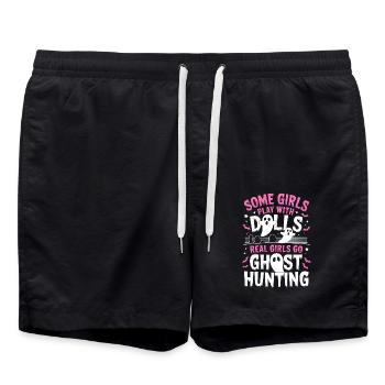 Ghost Hunt Girl Funny Halloween Gift - Swim Trunks - black - Front - AI Model Male 185 light (185cm)