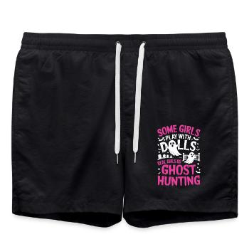 Ghost Hunt Girl Funny Halloween Gift - Swim Trunks - black - Front - AI Model Male 185 light (185cm)