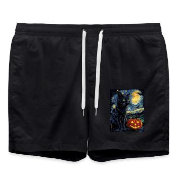 Halloween Gift Women Cat Men Kids Decoration - Swim Trunks - black - Front - AI Model Male 185 light (185cm)