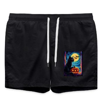 Halloween Gift Women Cat Men Kids Decoration - Swim Trunks - black - Front - AI Model Male 185 light (185cm)