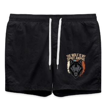 Wolf The Wolf Is My Spirit Animal - Badeshorts - Schwarz - Vorne - AI Model Male 185 light (185cm)
