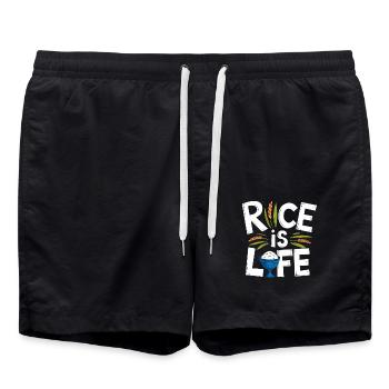 Le riz est la vie drôle Reis Design - Short de bain - noir - Devant - AI Model Male 185 light (185cm)