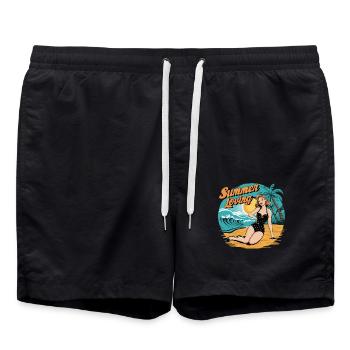 Ambiance rétro d’amour de la plage pour un - Short de bain - noir - Devant - AI Model Male 185 light (185cm)