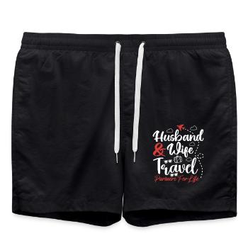 Paar, das Ehemann und Ehefrau zusammenbringt Reisepartner - Badeshorts - Schwarz - Vorne - AI Model Male 185 light (185cm)
