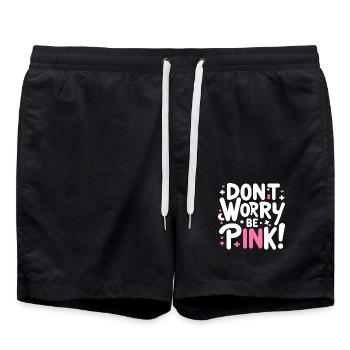 Mach dir keine Sorgen, sei pink! - Badeshorts - Schwarz - Vorne - AI Model Male 185 light (185cm)