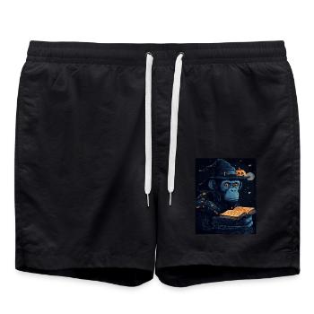 Halloween Geschenk Frauen Affe Männer Kinder Deko - Badeshorts - Schwarz - Vorne - AI Model Male 185 light (185cm)