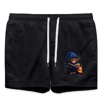 Halloween Geschenk Frauen Affe Männer Kinder Deko - Badeshorts - Schwarz - Vorne - AI Model Male 185 light (185cm)