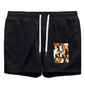 Dame Art abstrait avec chats - Short de bain - noir - Devant - AI Model Male 185 light (185cm)