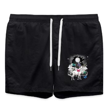 Montagnes Montagnes Cerf Cerf Papillons Enfants - Short de bain - noir - Devant - AI Model Male 185 light (185cm)