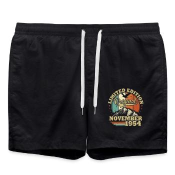 Original November 1954 Vintage Geburtstagsgeschenk - Badeshorts - Schwarz - Vorne - AI Model Male 185 light (185cm)