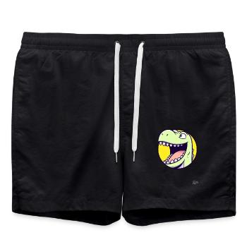 Freundlicher, glücklicher Dino - Badeshorts - Schwarz - Vorne - AI Model Male 185 light (185cm)